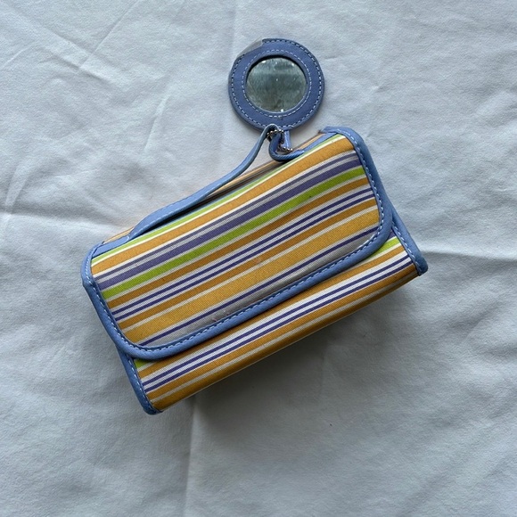 Striped Toiletry Bag with Multiple Zippered Sections - Picture 1 of 3